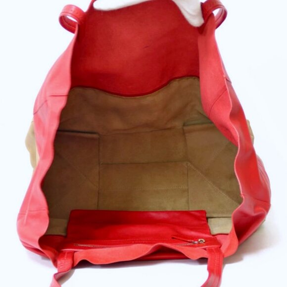 Celine Vertical HIPPO Horizontal Cabas bi-color Tote Red Brown - Picture 9 of 16